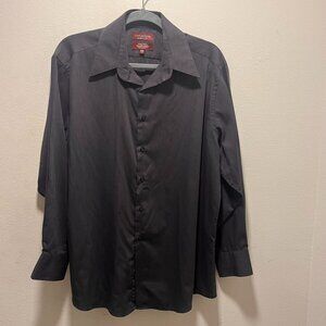 Covington Modern Fit Shirt Gray Pin Striped Long Sleeves Men's Size 16-16.5